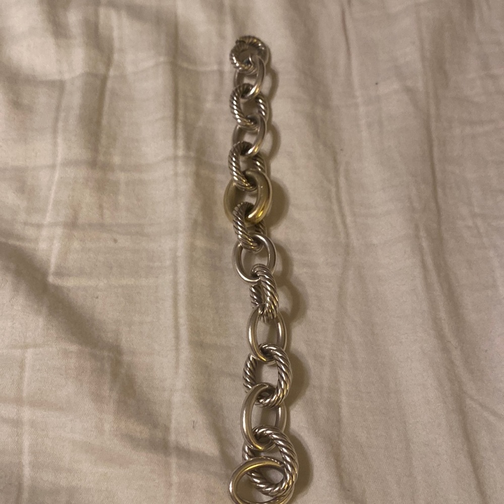 David Yurman oval link chain bracelet with 18k gold. 19mm.